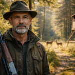 Ein freundlicher Jäger im Wald