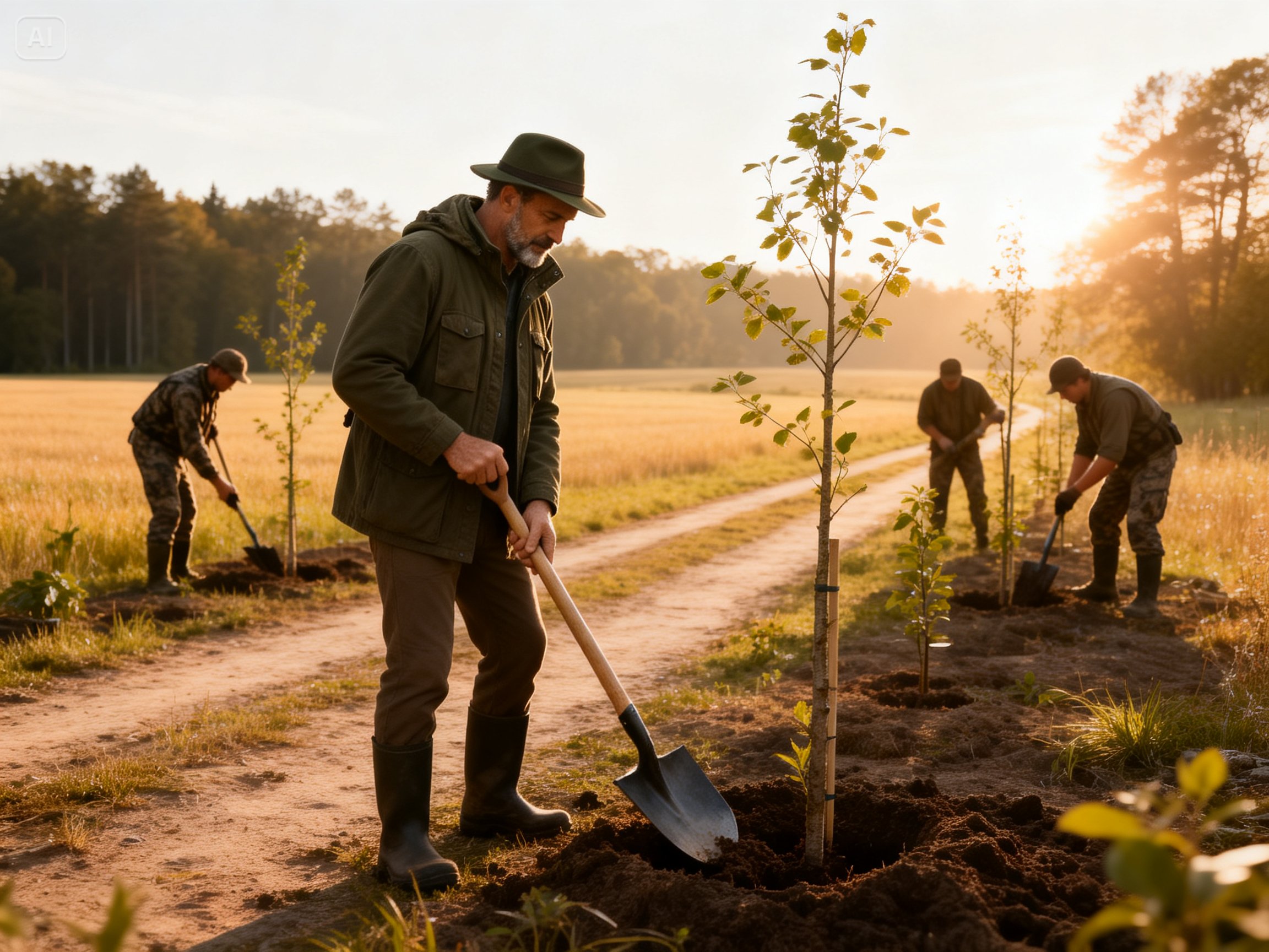 Jäger pflanzen Obstbäume